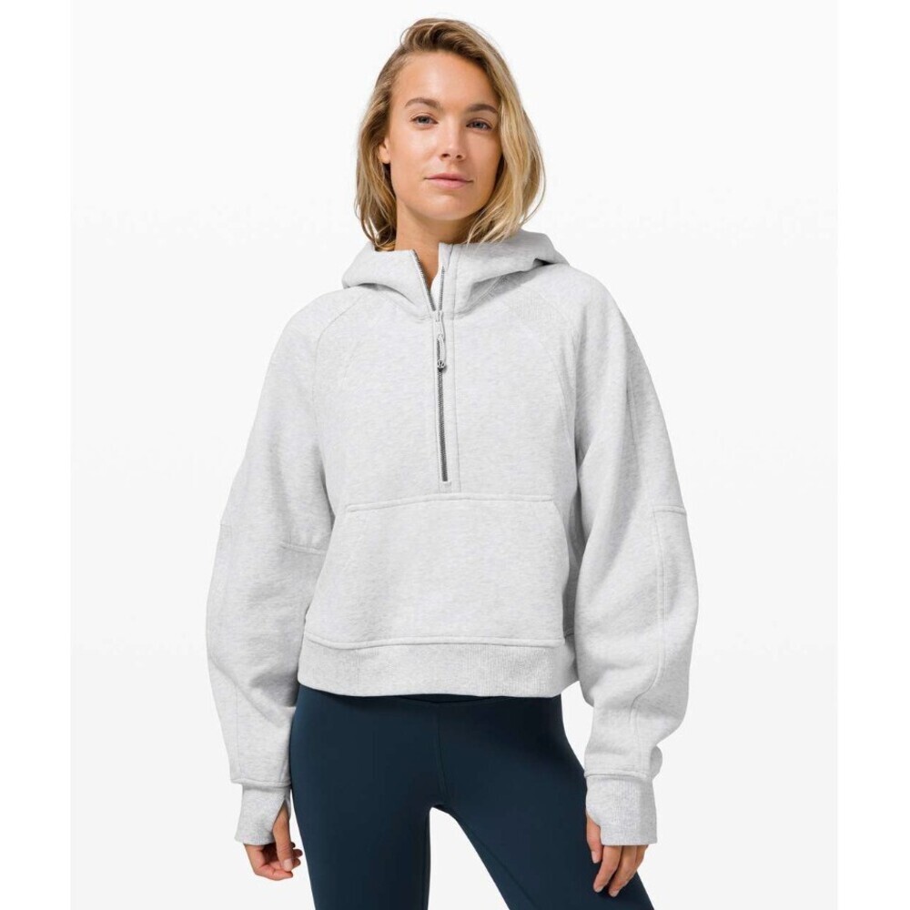 Lululemon Scuba Oversized 1/2 Zip Hoodie Heathered Core Ultra Light Grey M/L